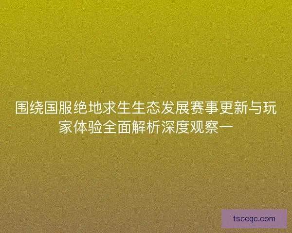 围绕国服绝地求生生态发展赛事更新与玩家体验全面解析深度观察一